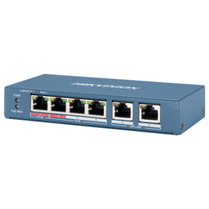 DS-3E0106HP-E –4-poorts PoE-switch met 2 uplinks en 110W PoE++ vermogen